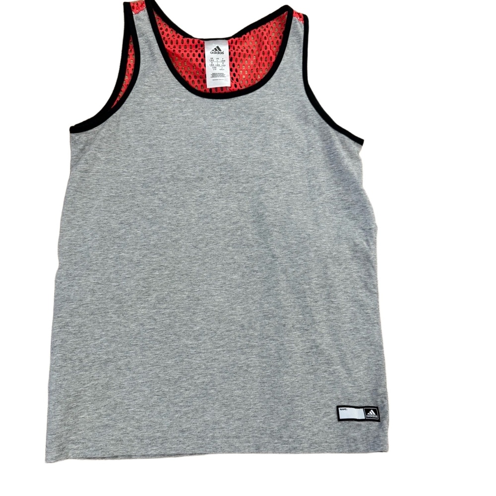 Adidas Tank Top Womens Large Gray Black Razorback Mesh Sleeveless Activewear